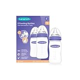 Image of Lansinoh Baby Bottle Pack of 2 with NaturalWave Teat (240 ml), Anti-colic, Plastic 100% BPA & BPS free, Medium Flow silicone teat which is soft and flexible, purple