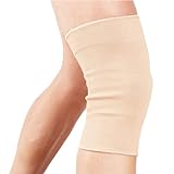 Image of Actesso Elastic Knee Sleeve Support - Lightweight Elasticated Compression Bandage for Joint Pain & Sprains During Exercise & Sport or Post Injury. Left or Right For Both Men & Women (Beige, Small)