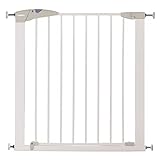 Image of Munchkin Lindam Stair Gate, Sure Shut Axis Toddler & Baby Gate, Stair Gate Pressure Fit Baby or Dog Gate, Baby Safety Gate for Stairs & Doorways, Easy Install No-Screws Child Gate, 76-82cm, White