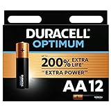 Image of Duracell Optimum AA Alkaline Batteries [Pack of 12] 1.5 V LR6 MX1500