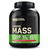Image of Optimum Nutrition Serious Mass Protein Powder High Calorie Weight Gainer with 25 Vitamins and Minerals, Creatine Monohydrate and Glutamine, Strawberry Flavour, 8 Servings, 2,73 kg