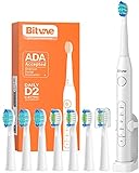 Image of Bitvae D2 Ultrasonic Electric Toothbrush with 8 Brush Heads, Sonic Toothbrush for Adults and Kids with a Holder, 5 Modes, Smart Timer, White