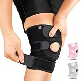 Image of Bracoo Adjustable Compression Knee Patellar Tendon Support Brace for Men Women - Arthritis Pain, Injury Recovery, Running, Workout, KS10 (Black)