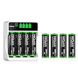 Image of HiQuick 8 x 2800mAh AA NI-MH Rechargeable Batteries with 4-slot AA AAA LCD Battery Charger, Fast Charging Function, Type C and Micro USB Input, Battery and Charger Set
