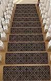 Image of Stair Treads Carpet Non-Slip Indoor Stair Runners for Wooden Steps, Treads Stair Rugs Mats for Kids and Elders, 8" X 30", Set of 15, Brown