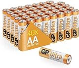 Image of AA Batteries pack of 40 by GP AA Batteries Ultra Alkaline - 10 year shelf life, ideal for everyday hungry devices, long lasting power, anti-leakage technology | also known as LR06, MN1500, 15A, AM3