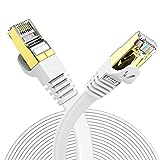 Image of (2 Years Warranty) Veetop Flat Ethernet Cables 2m/6.5ft Cat7 High Speed 8Gbps RJ45 Cat 7 Networking Ethernet Cable with STP Copper Wires Shielded & Gold Plated Connector for Computer Laptop Router Patch Modem Switch Box (White)