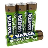 Image of VARTA Endless Energy AA Mignon Ni-MH Rechargeable batteries, 4-pack 1,900mAh – up to 2,100 charging cycles, low self-discharge, pre-charged and Ready2Use – rechargeable without memory effect