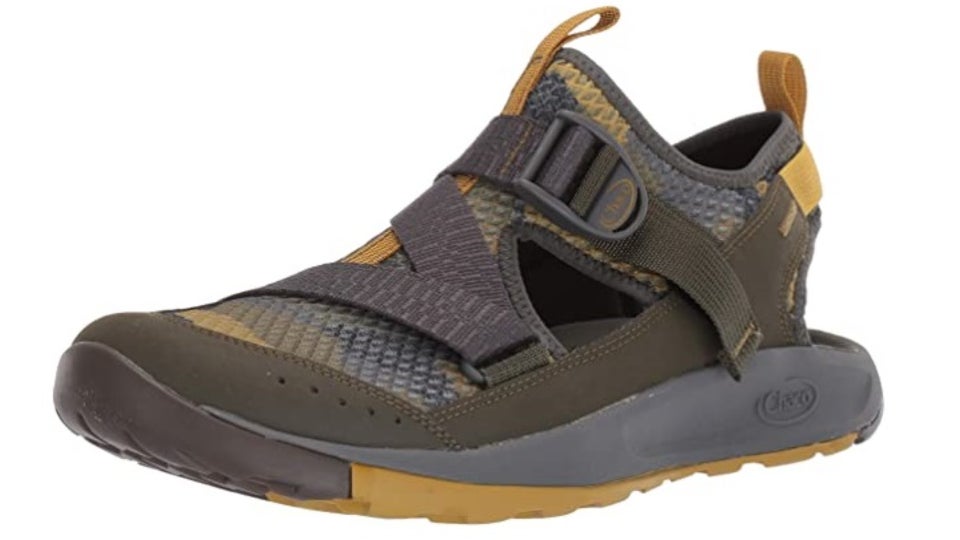 Chaco Odyssey sandals in green, grey and mustard colourway